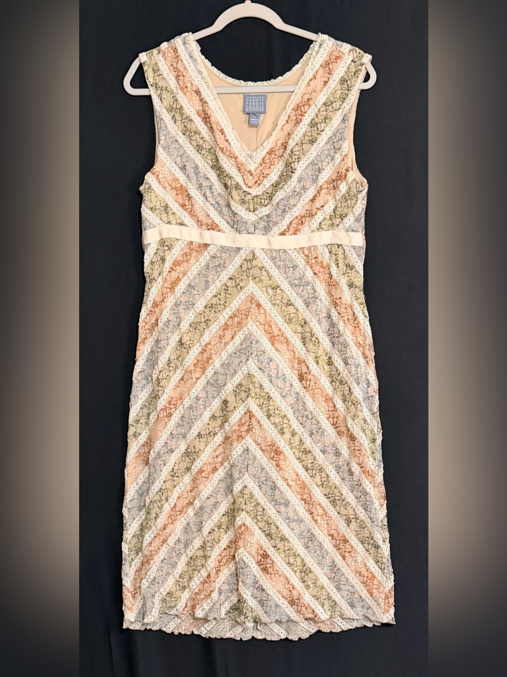 Rabbit Rabbit Rabbit Sleeveless Midi Dress Lace High waisted Coquette coastal